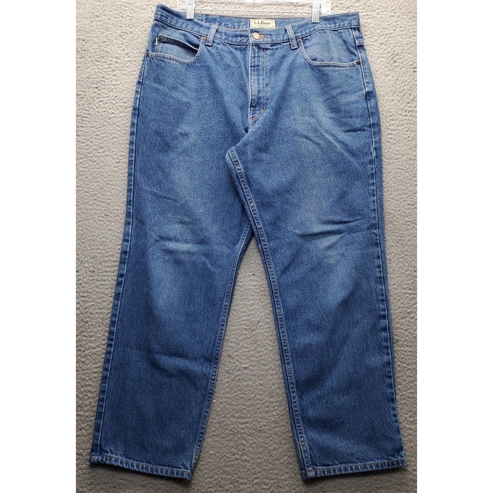 L.L. Bean Straight Jeans Mens 38x29 Blue Denim Classic Fit Stonewash Streetwear